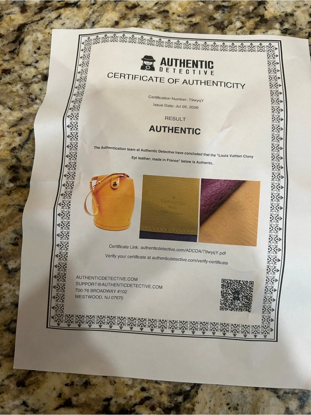 Louis Vuitton Epi Cluny Yellow Leather Shoulder Bag with coa - Picture 13 of 16
